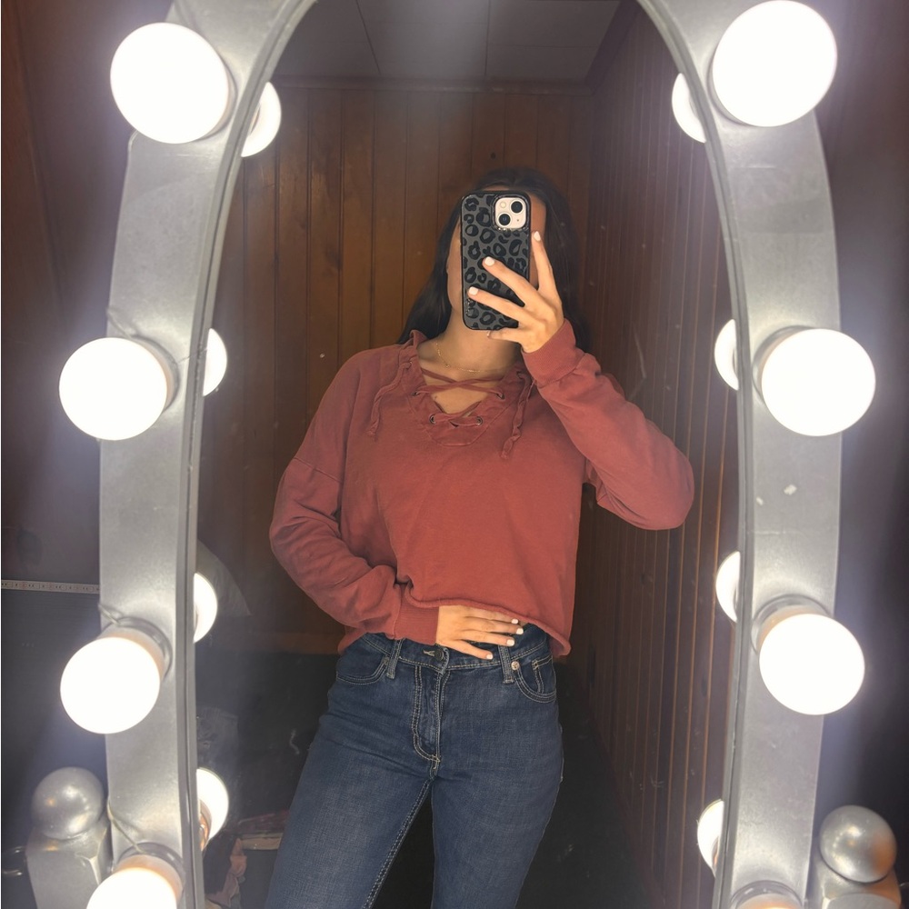 Full Tilt Rust Off-the-Shoulder Sweater